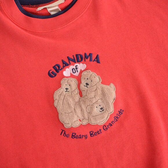 Vintage M&C Sportswear Red Grandma Teddy Bear Crewneck Sweater XL - Picture 9 of 10